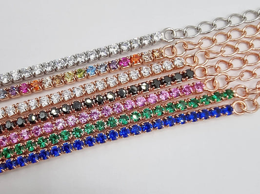 STŘIBRNÝ NÁRAMEK STAMP BÍLÝ - 3 MM - 16 + 4 cm GRIFF.CZ