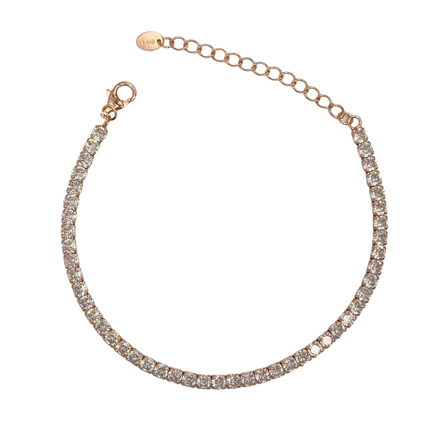 STŘIBRNÝ NÁRAMEK STAMP POZLACENÝ RŮŽOVÝM ZLATEM - 3 MM - 16 + 4 cm GRIFF.CZ