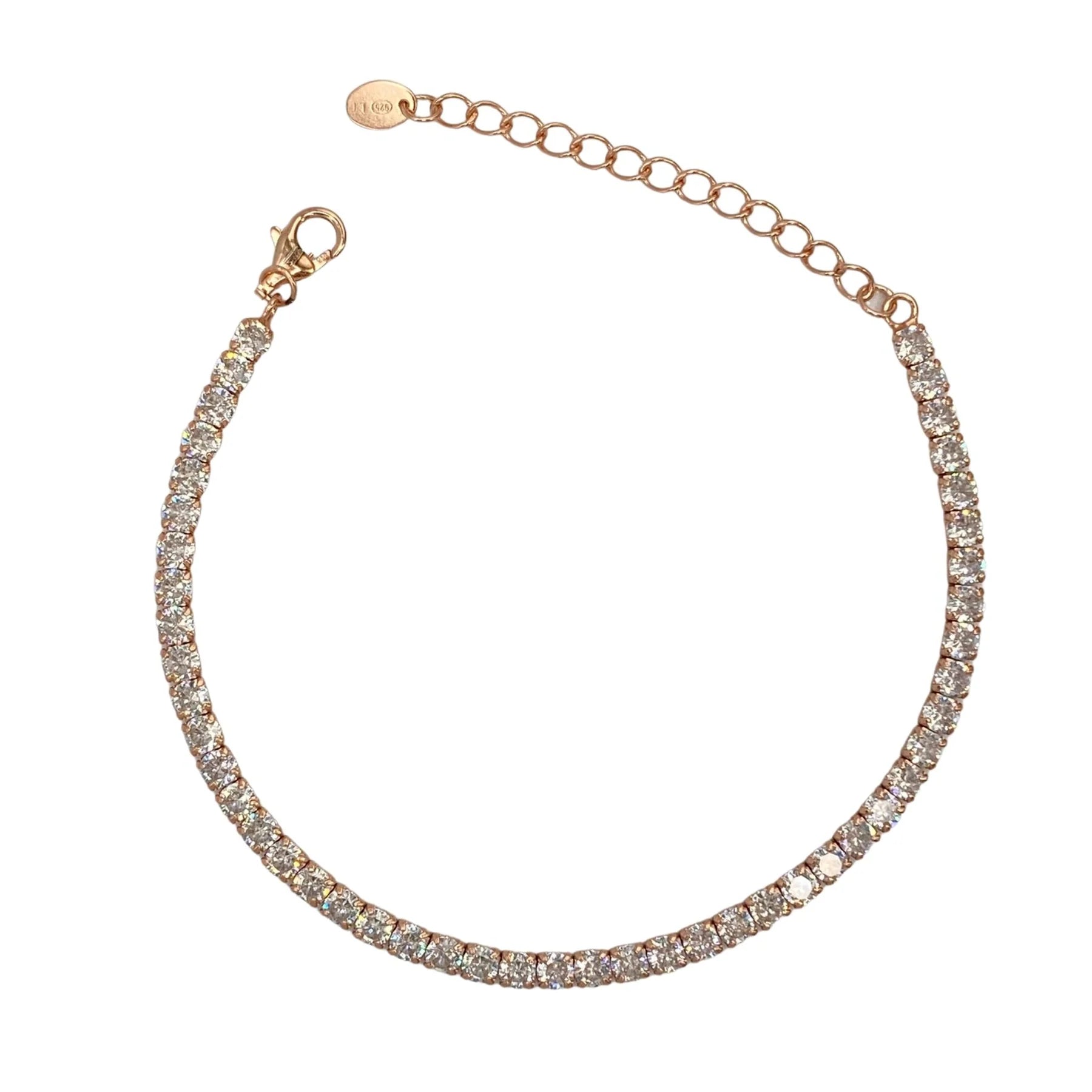 STŘIBRNÝ NÁRAMEK STAMP POZLACENÝ RŮŽOVÝM ZLATEM - 3 MM - 16 + 4 cm GRIFF.CZ