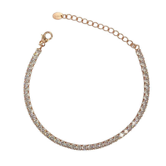 STŘIBRNÝ NÁRAMEK STAMP POZLACENÝ RŮŽOVÝM ZLATEM - 3 MM - 16 + 4 cm GRIFF.CZ