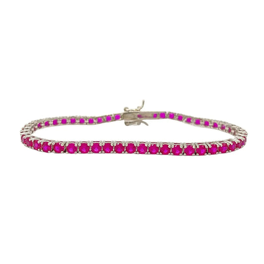 STŘIBRNÝ TENNIS NÁRAMEK RUBY - 3 mm GRIFF.CZ