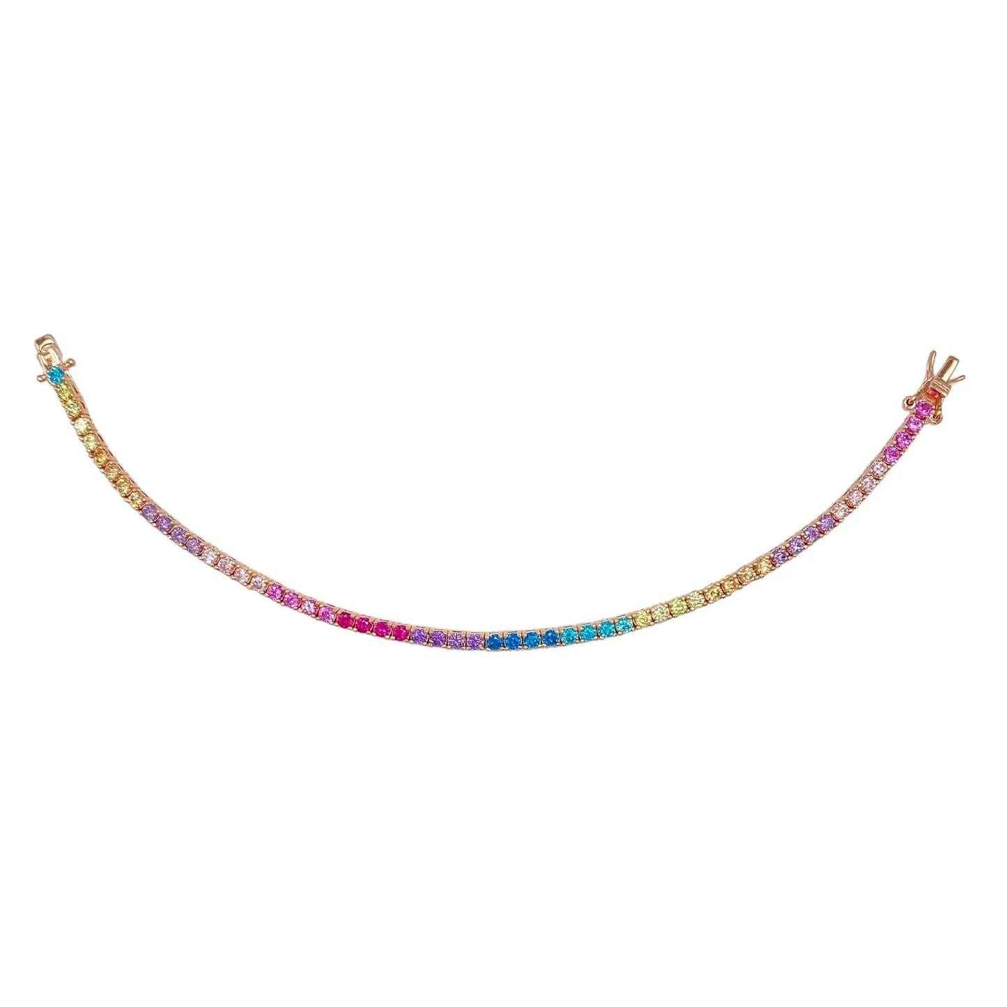 STŘÍBRNÝ RAINBOW TENNIS NÁRAMEK POZLACENÝ RŮŽOVÝM ZLATEM - 2.5 mm GRIFF.CZ