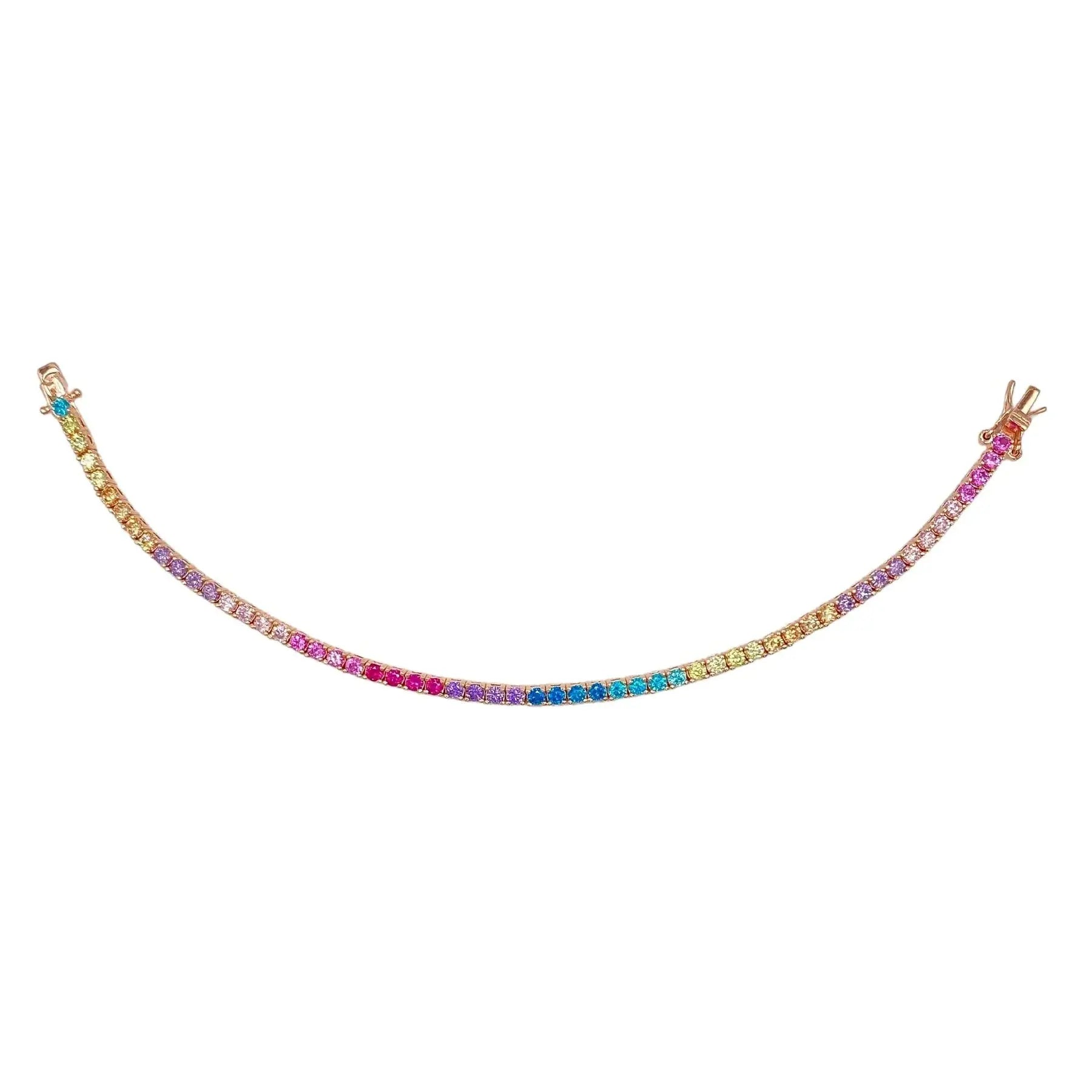 STŘÍBRNÝ RAINBOW TENNIS NÁRAMEK POZLACENÝ RŮŽOVÝM ZLATEM - 2.5 mm GRIFF.CZ