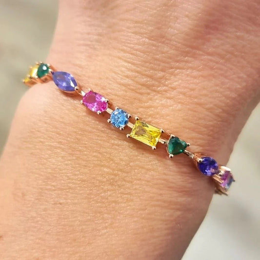 STŘIBRNÝ NÁRAMEK MIX SHAPE - 17+3 CM GRIFF.CZ