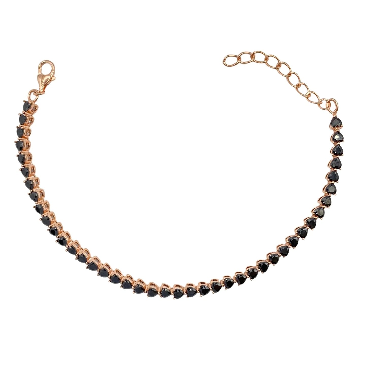 STŘIBRNÝ NÁRAMEK HEART POZLACENÝ RŮŽOVÝM ZLATEM- 3 MM GRIFF.CZ