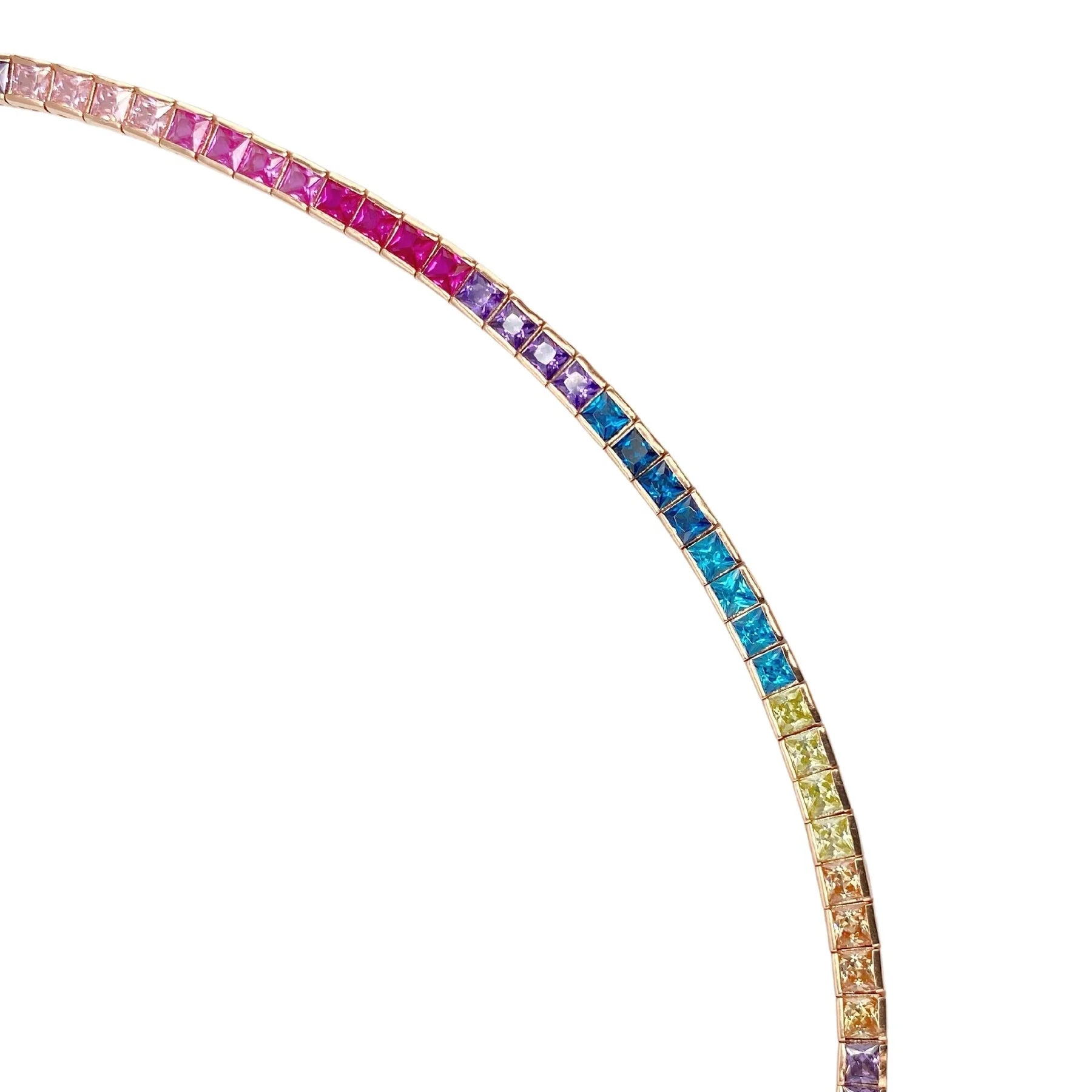 STŘÍBRNÝ RAINBOW TENNIS NÁRAMEK POZLACENÝ RŮŽOVÝM ZLATEM - 2x2 mm GRIFF.CZ