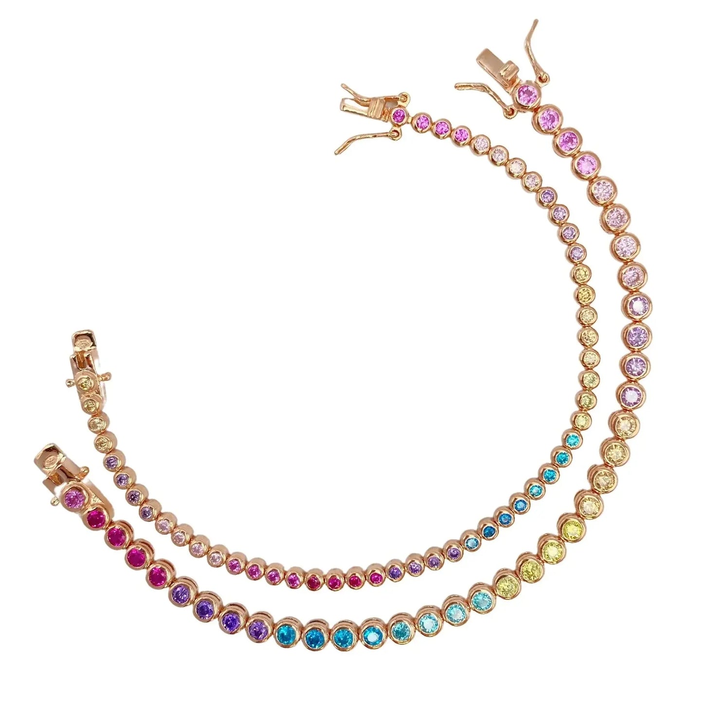 STŘIBRNÝ RAINBOW BEZEL NÁRAMEK POZLACENÝ RŮŽOVÝM ZLATEM GRIFF.CZ