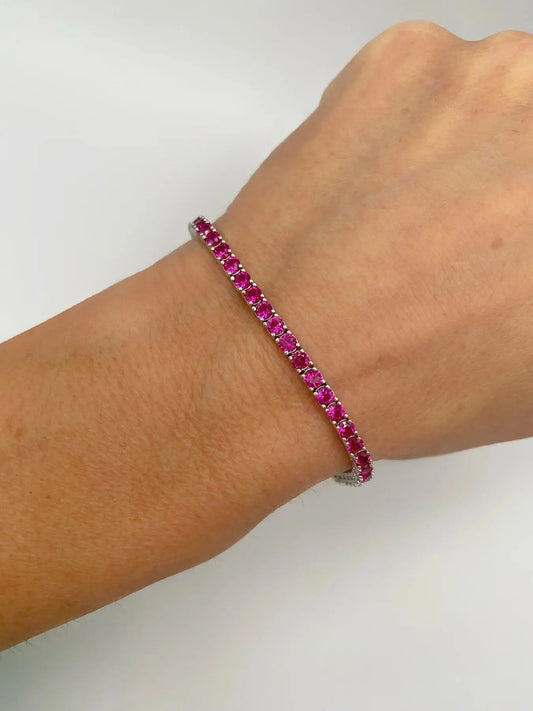 STŘIBRNÝ TENNIS NÁRAMEK RUBY - 3 mm GRIFF.CZ