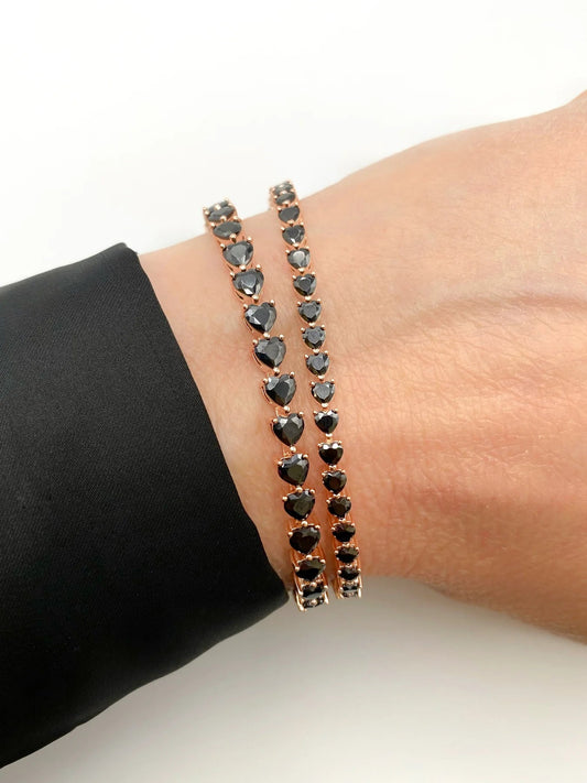 STŘIBRNÝ NÁRAMEK HEART POZLACENÝ RŮŽOVÝM ZLATEM- 3 MM GRIFF.CZ