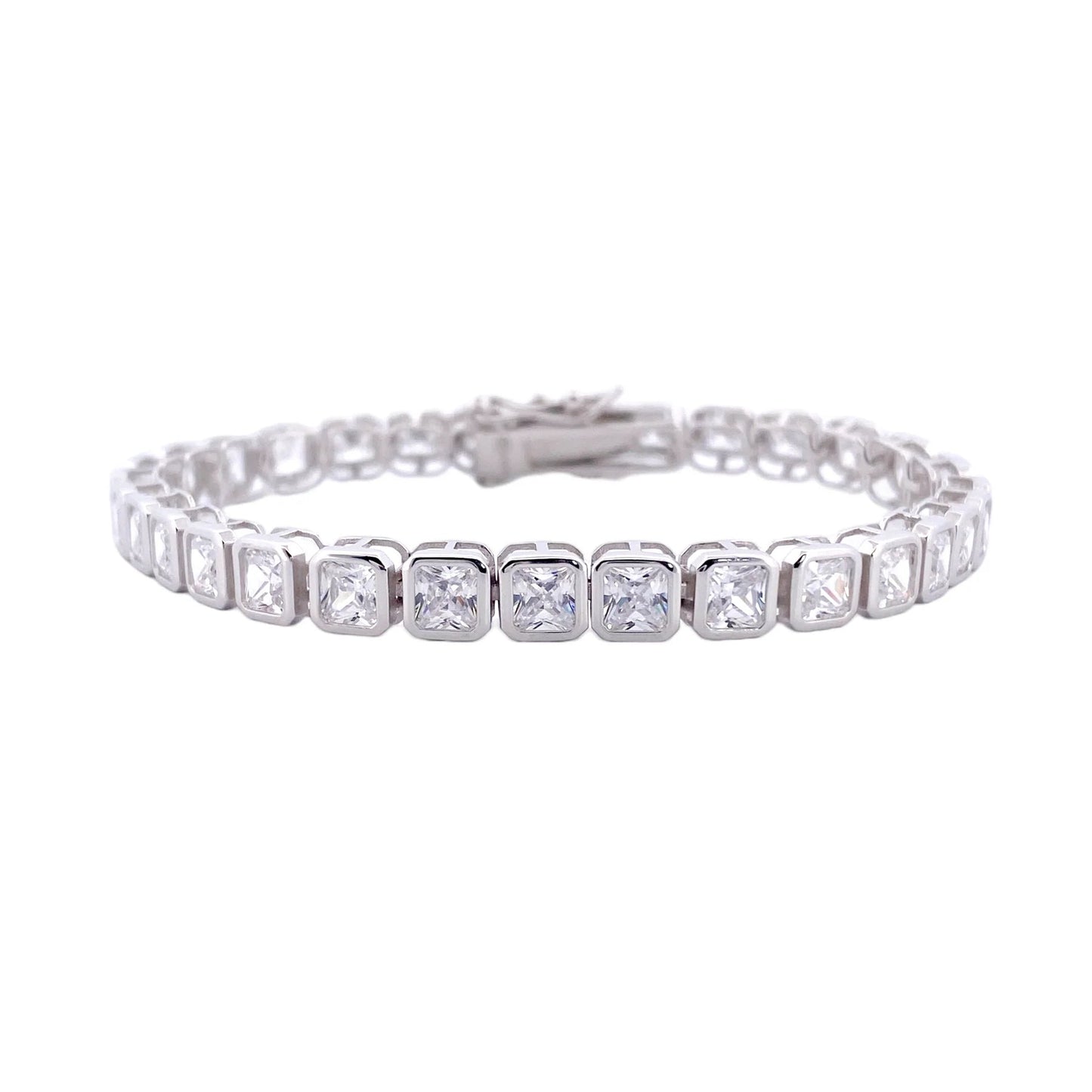 STŘIBRNÝ TENNIS NÁRAMEK SQUARE 4 mm GRIFF.CZ