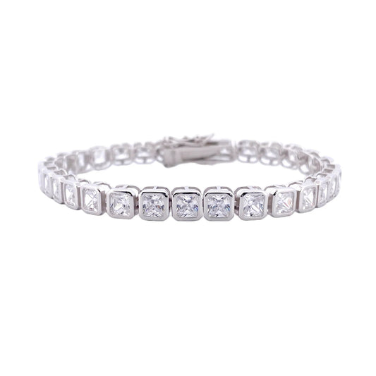 STŘIBRNÝ TENNIS NÁRAMEK SQUARE 4 mm GRIFF.CZ