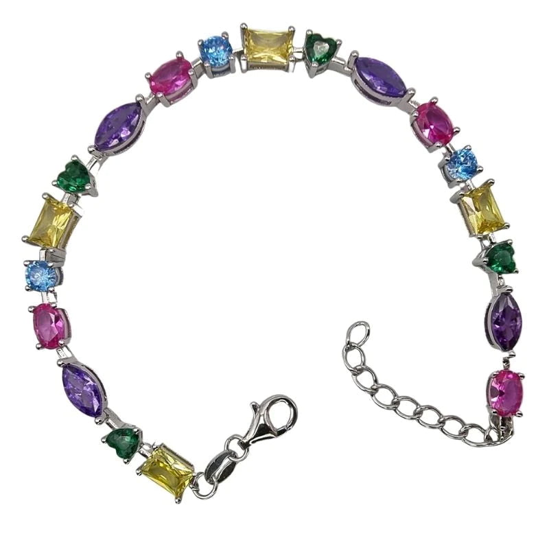 STŘIBRNÝ NÁRAMEK MIX SHAPE - 17+3 CM GRIFF.CZ