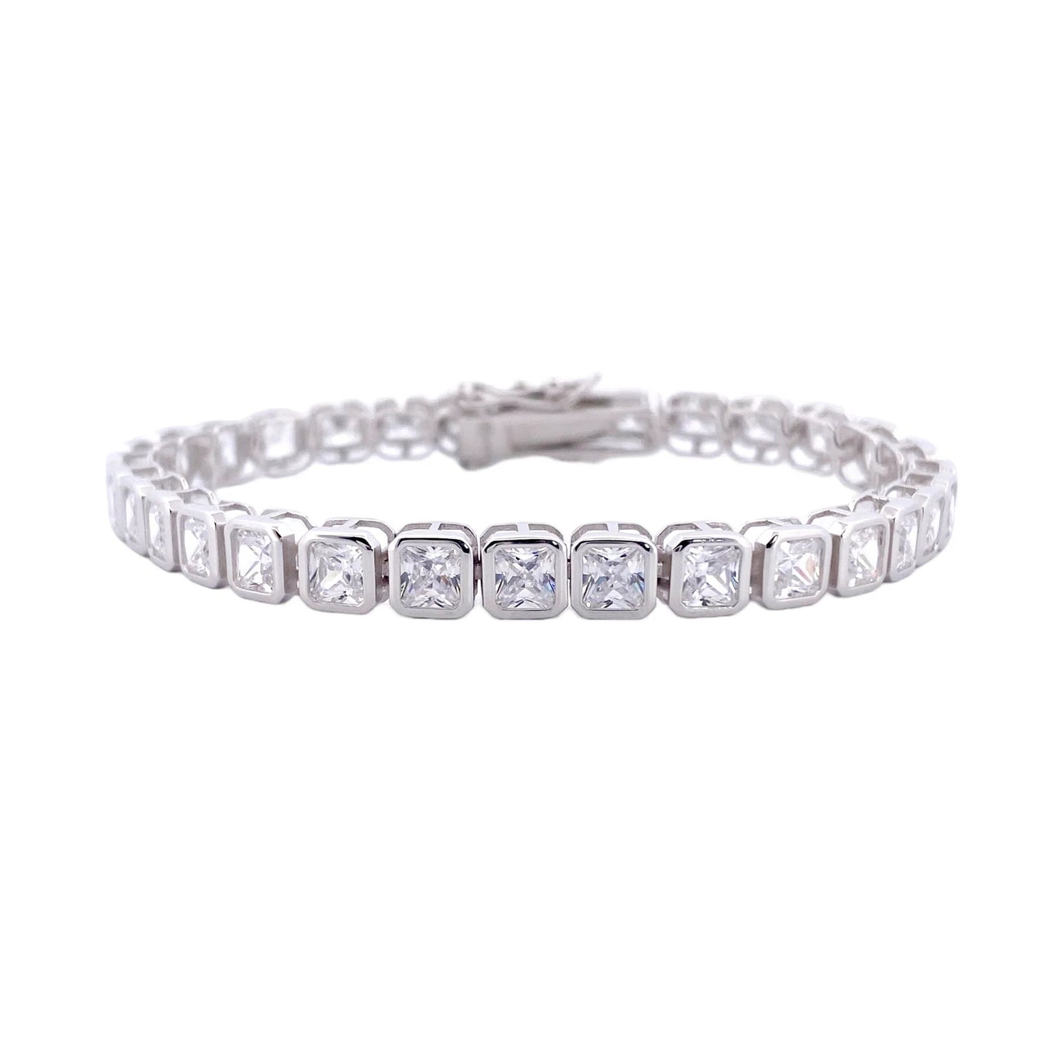 STŘIBRNÝ TENNIS NÁRAMEK SQUARE 4 mm GRIFF.CZ